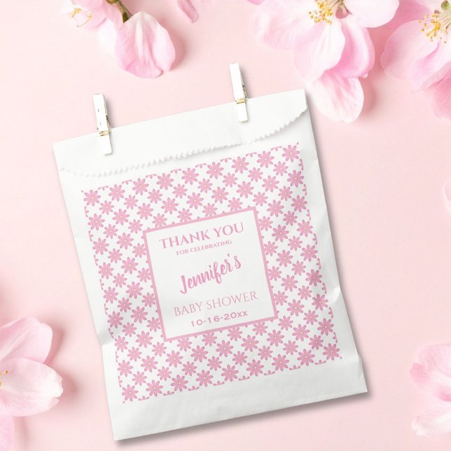 Pink Floral Baby Shower  Favor Bag (Creator Uploaded)