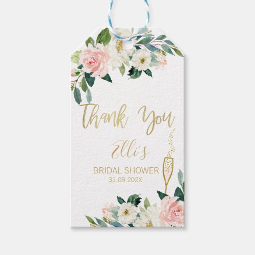 Pink Floral Baby Shower Favor tag