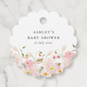 Pink Floral Baby Shower Favor Tags