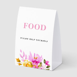 Pink Floral Baby Shower Food Paper Table Tent