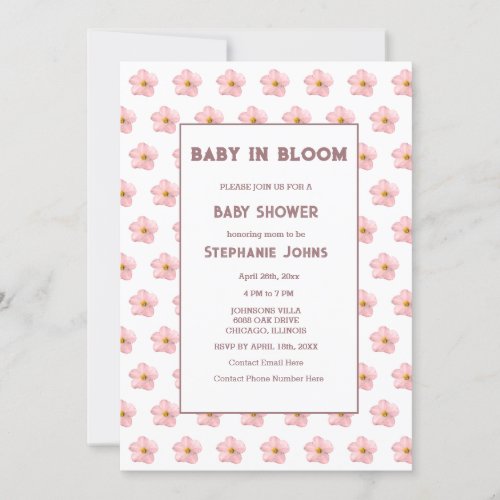 Pink Floral Baby Shower Girl Baby In Bloom Trendy Invitation