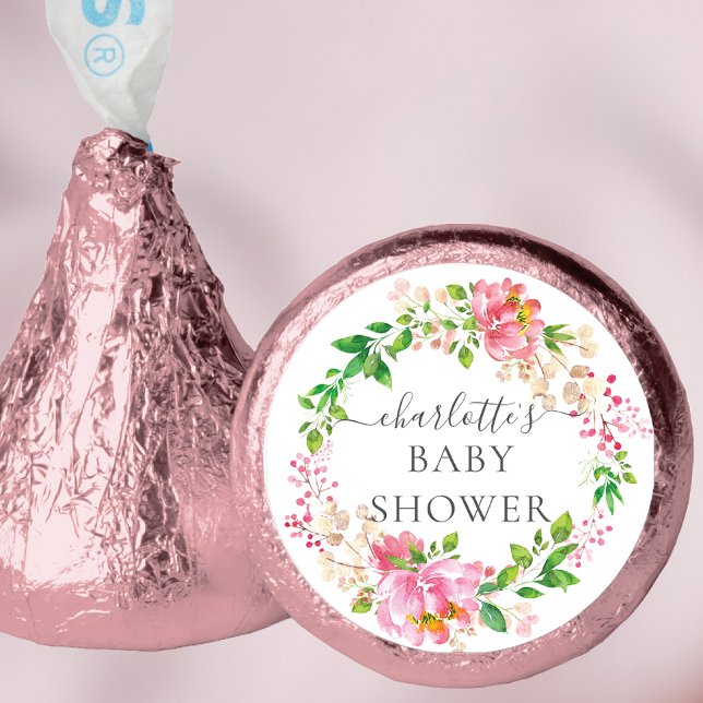 Pink Floral Baby Shower Hershey®'s Kisses® (Creator Uploaded)