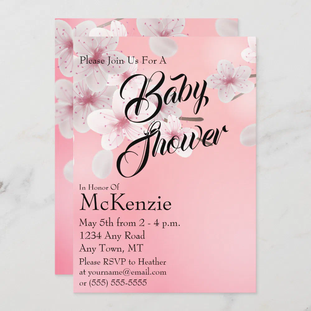 Pink Floral Baby Shower Invitation