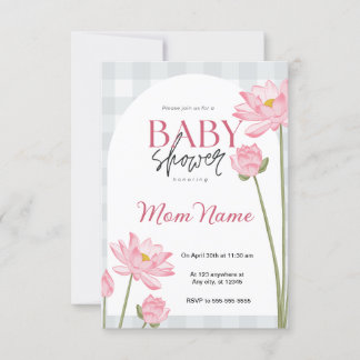 Pink Floral Baby Shower Invitation