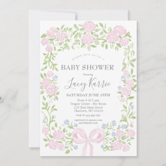 Pink Floral Baby Shower Invitation, Invitation