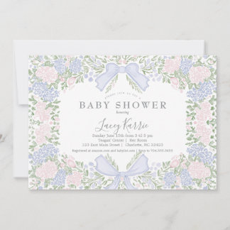 Pink Floral Baby Shower Invitation, Invitation