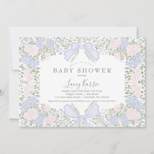Pink Floral Baby Shower Invitation, 