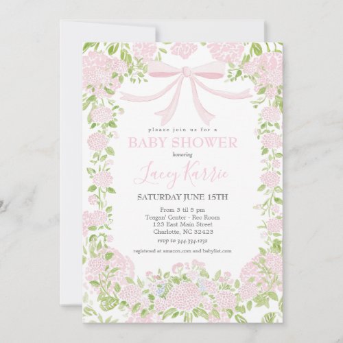 Pink Floral Baby Shower Invitation, 