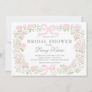 Pink Floral Baby Shower Invitation, Invitation