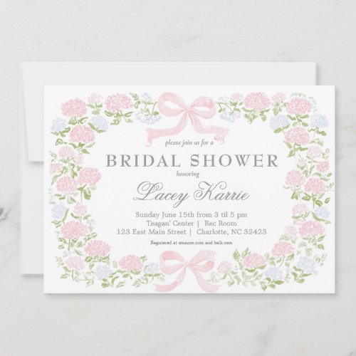 Pink Floral Baby Shower Invitation, 