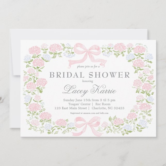 Pink Floral Baby Shower Invitation,  Invitation (Front)