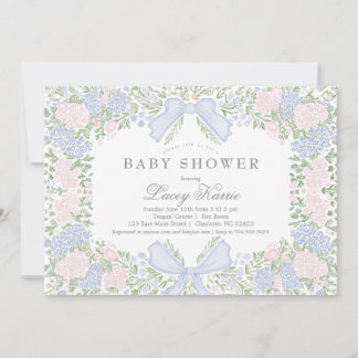 Pink Floral Baby Shower Invitation, Invitation