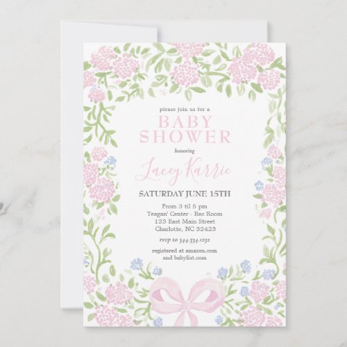Pink Floral Baby Shower Invitation, 