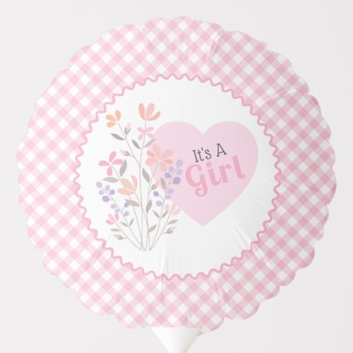 Pink Floral Baby Shower Its a Girl Balloon