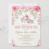 Pink Floral Baby Shower Kitchen Tea Party Invite (Front)