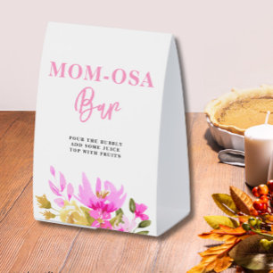 Pink Floral Baby Shower Mom-osa Bar Paper Table Tent