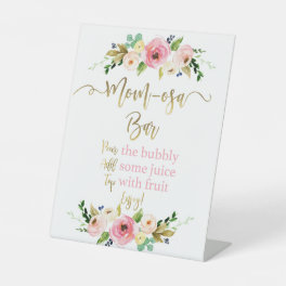 Pink floral Baby Shower Momosa bar Pedestal Sign