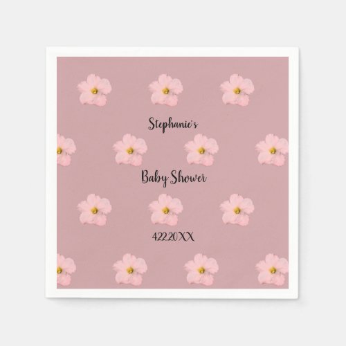 Pink Floral Baby Shower Petunia Pattern Artsy 2024 Napkins