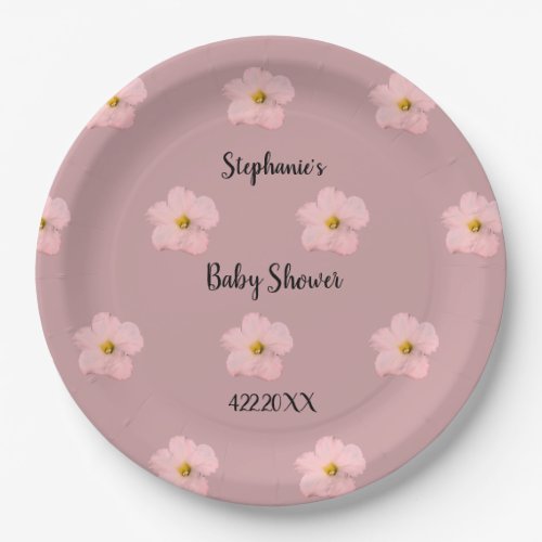 Pink Floral Baby Shower Petunia Pattern Artsy 2024 Paper Plates