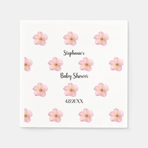 Pink Floral Baby Shower Petunia Pattern Artsy Cute Napkins