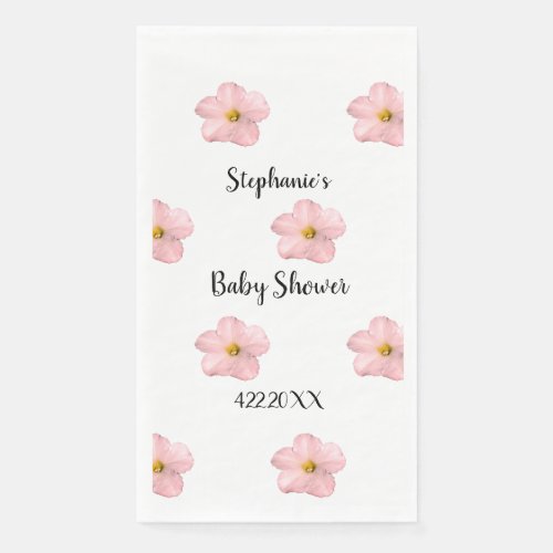 Pink Floral Baby Shower Petunia Pattern Artsy Cute Paper Guest Towels