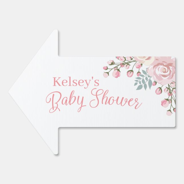 Pink Floral Baby Shower Sign (Front)