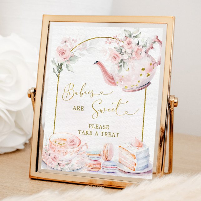 Pink Floral Baby Shower Tea Party Babies are Sweet Poster (Creator Uploaded)