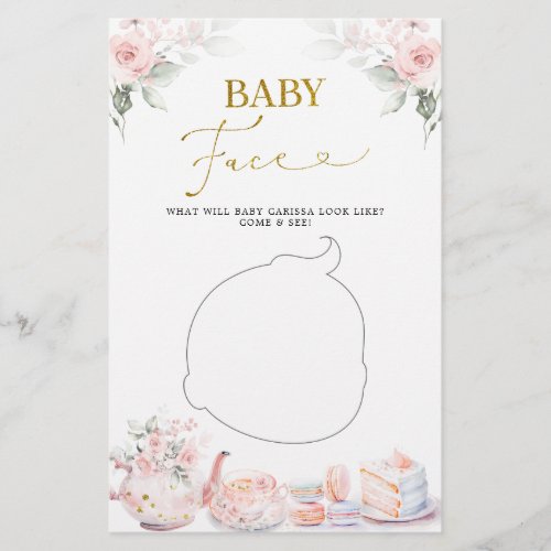 Pink Floral Baby Shower Tea Party Baby Face