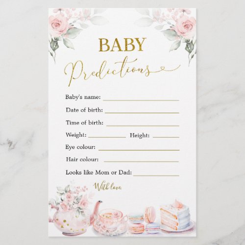 Pink Floral Baby Shower Tea Party Baby Predictions