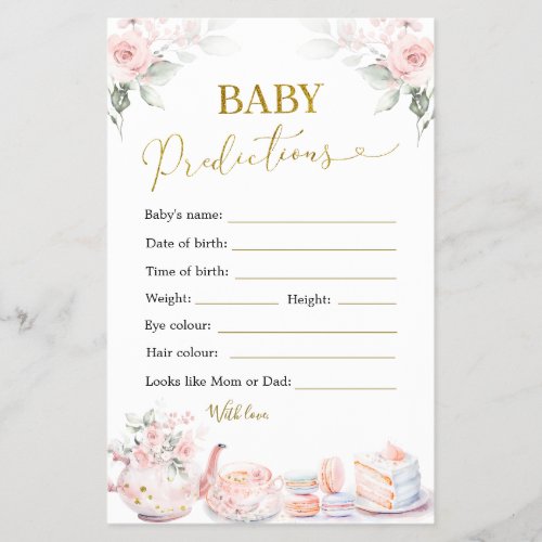 Pink Floral Baby Shower Tea Party Baby Predictions
