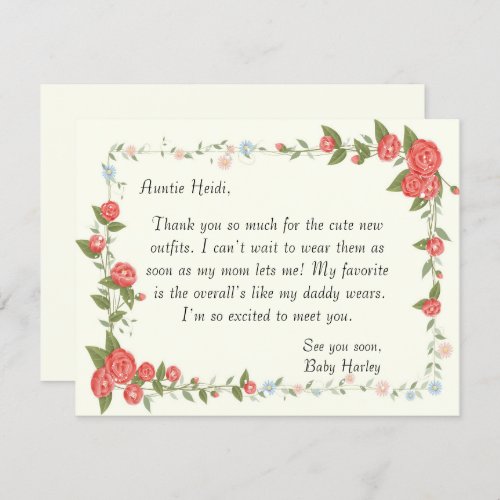 Pink Floral baby Shower Thank You Card