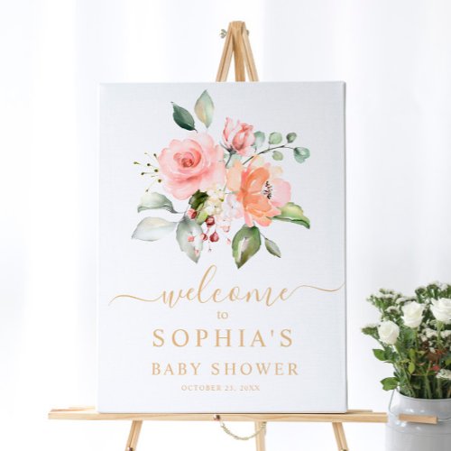  Pink Floral Baby Shower Wellcome Sign Foam Boards