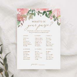 Pink Floral Baby Shower What's In Your Purse Game Invitation