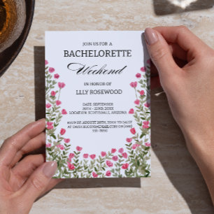 Pink Floral Bachelorette Party & Itinerary Invitation