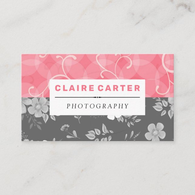 Pink Floral Background | Wild Flower Background Business Card (Front)