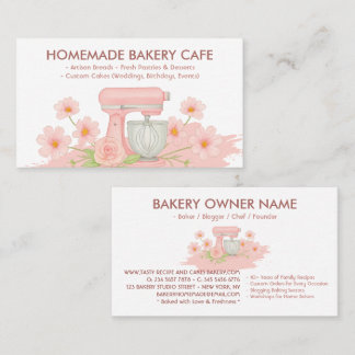 Pink Floral Bakery Pastry Business Card