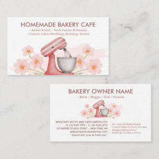 Pink Floral Baking & Cooking Business Card