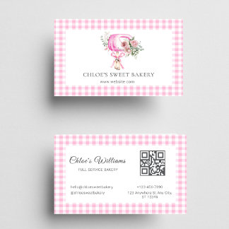 Pink Floral Baking Mixer  Business Card