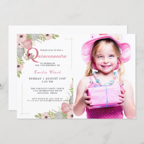 Pink Floral Ballet Birthday invitation