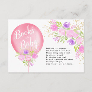 Pink floral balloon books for baby shower enclosure card