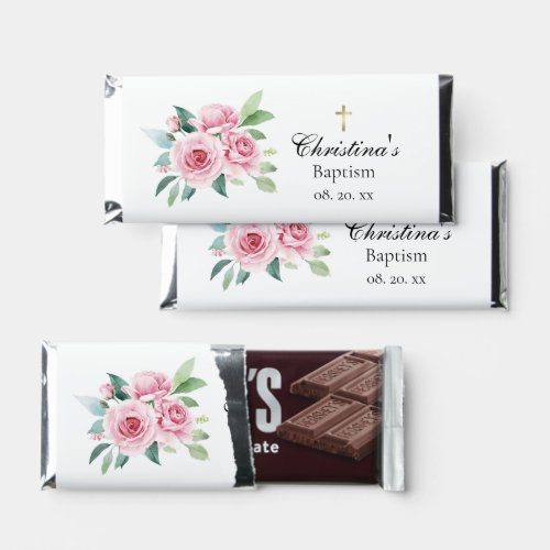 Pink Floral Baptism  Hershey Bar Favors