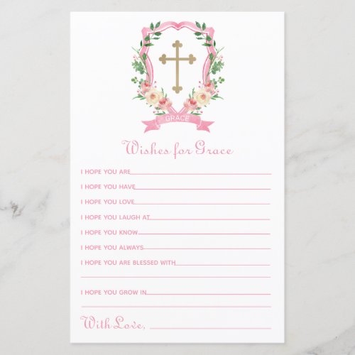 Pink Floral Baptism Wishes for Baby