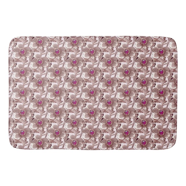 Pink Floral Bath Mat (Front)