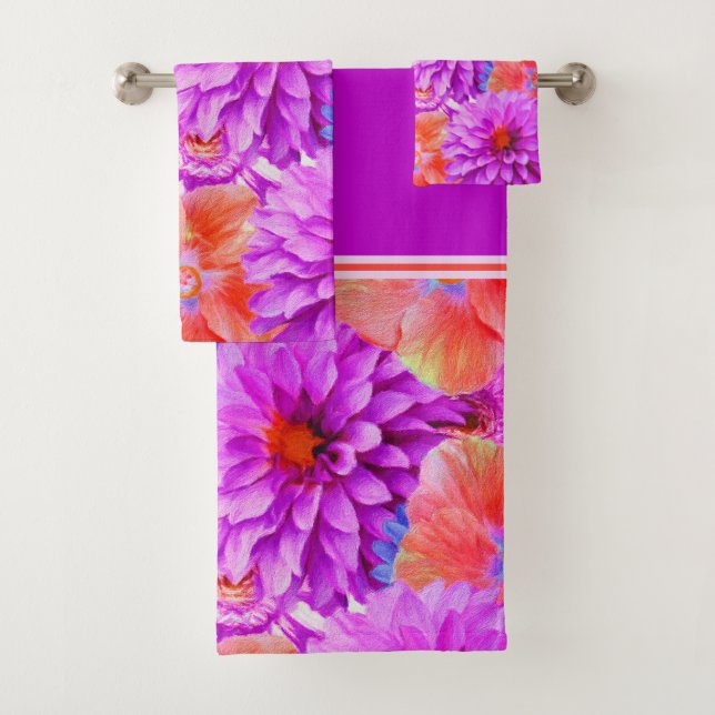 Pink Floral Bath Towel Set (Insitu)