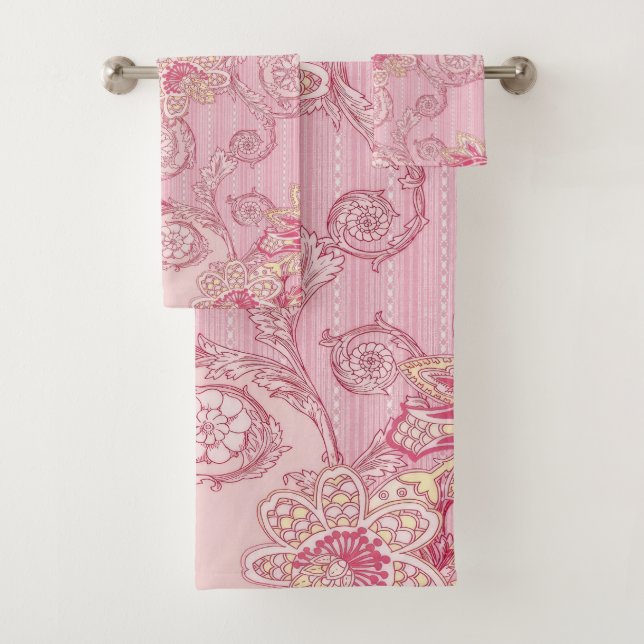 pink floral bath towel set (Insitu)