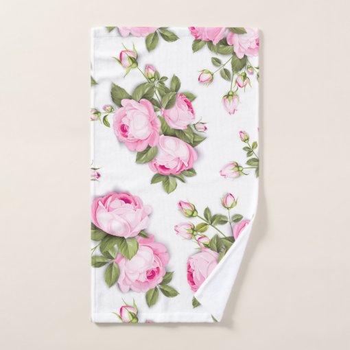 Pink Floral Bath Towel Set | Zazzle