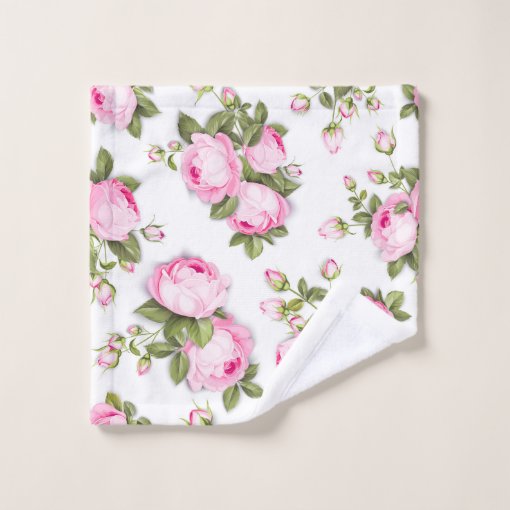 Pink Floral Bath Towel Set | Zazzle