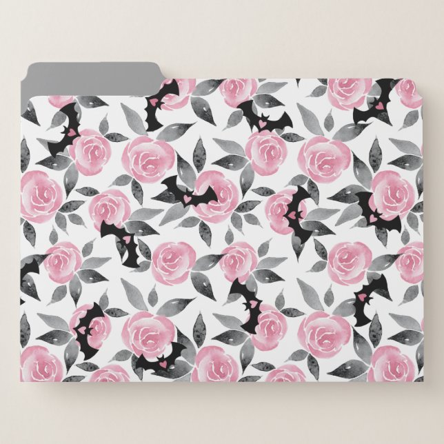 Pink Floral Bats File Folders (Front Left)
