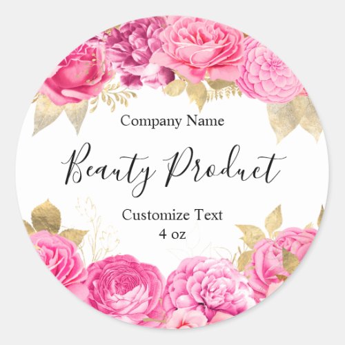 Pink Floral Beauty Cosmetic Spa Product Label