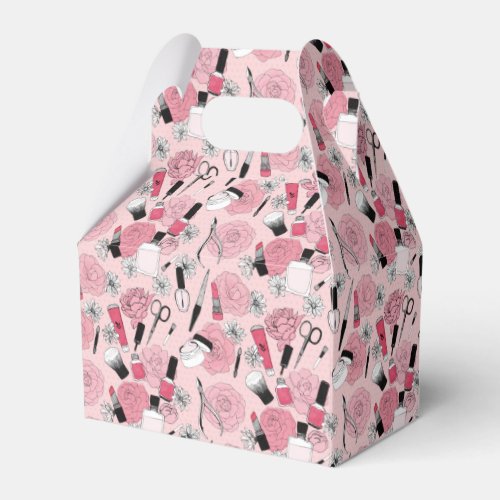 Pink Floral Beauty Products Pattern Favor Boxes